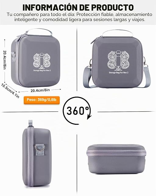 Foto 5 de 7 de FRONET Funda rígida para DJI Neo 2 Fly More Combo Case, Neo 2 No-rc, Maleta