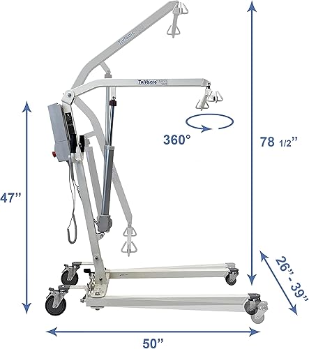 Miniatura 4 de Tuffcare Elevador eléctrico para pacientes  Elevador de rinoceronte con base baja manual  con eslinga de cuerpo completo medio capacidad de peso de