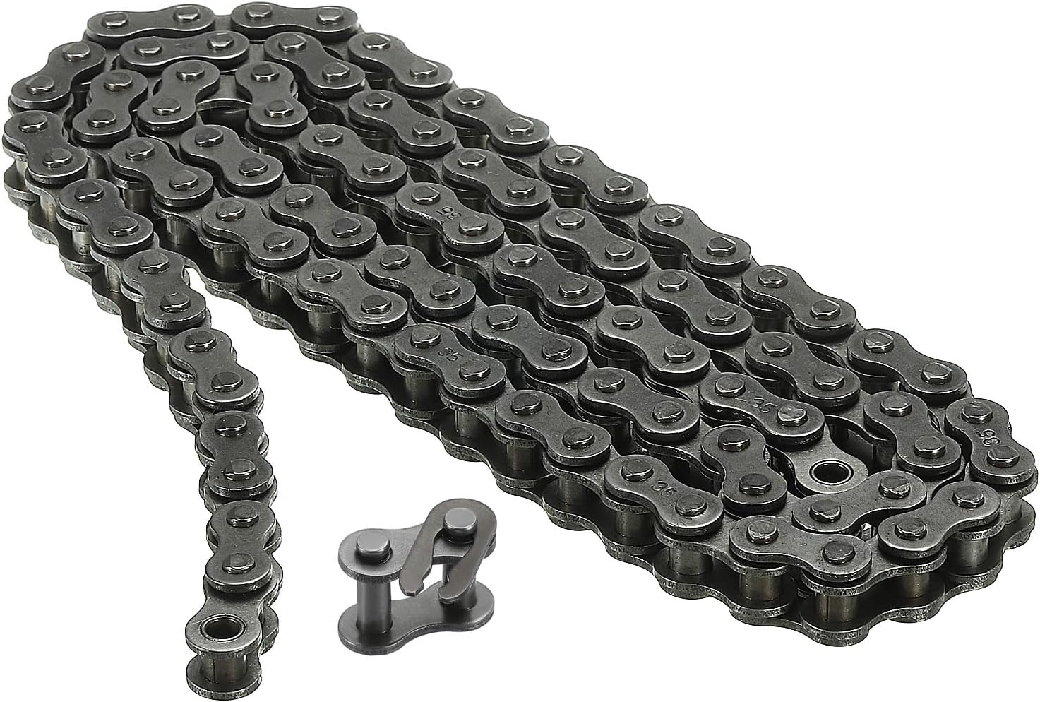 sourcing map #35/06C-1 Roller Chain 3 Feet 3/8" Pitch Carbon Steel Roller Chains with Free Master Connector Link for Bicycles, Go-karts, 96 Links