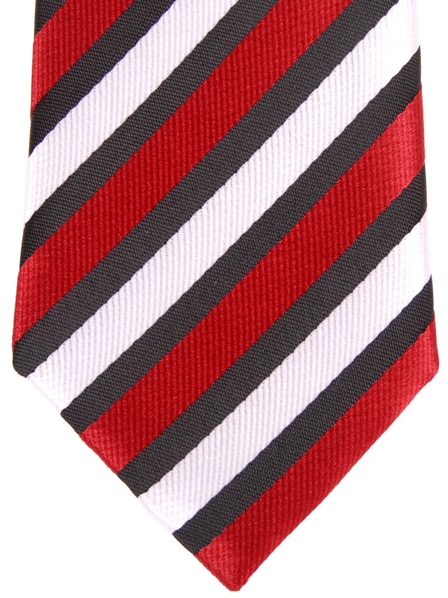 Corbata flaca de microfibra tejida a rayas de tres colores retro, Rojo, negro, blanco 2