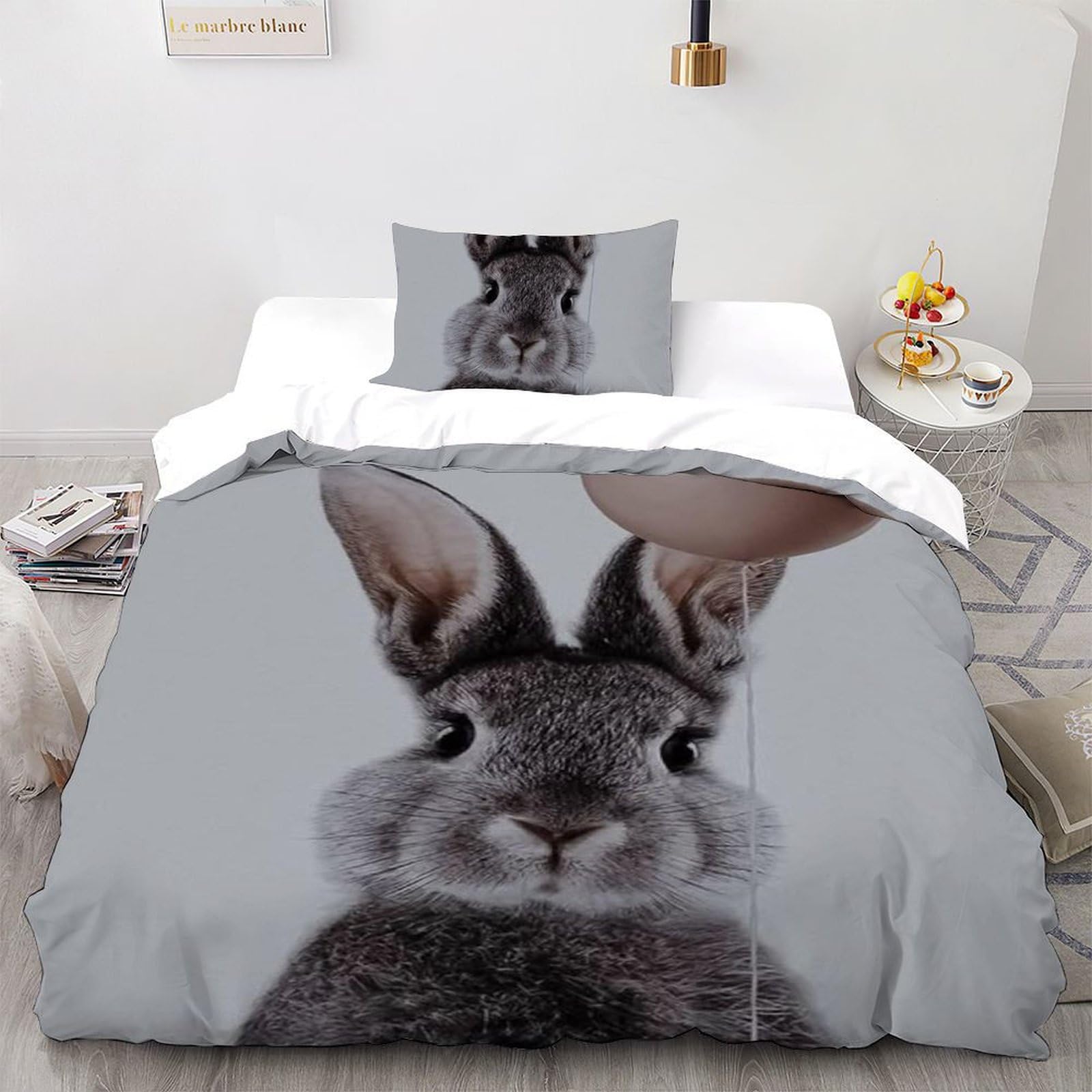 Housse de couette 135x200cm motif animaux 3D en microfibre avec fermeture éclair garçon