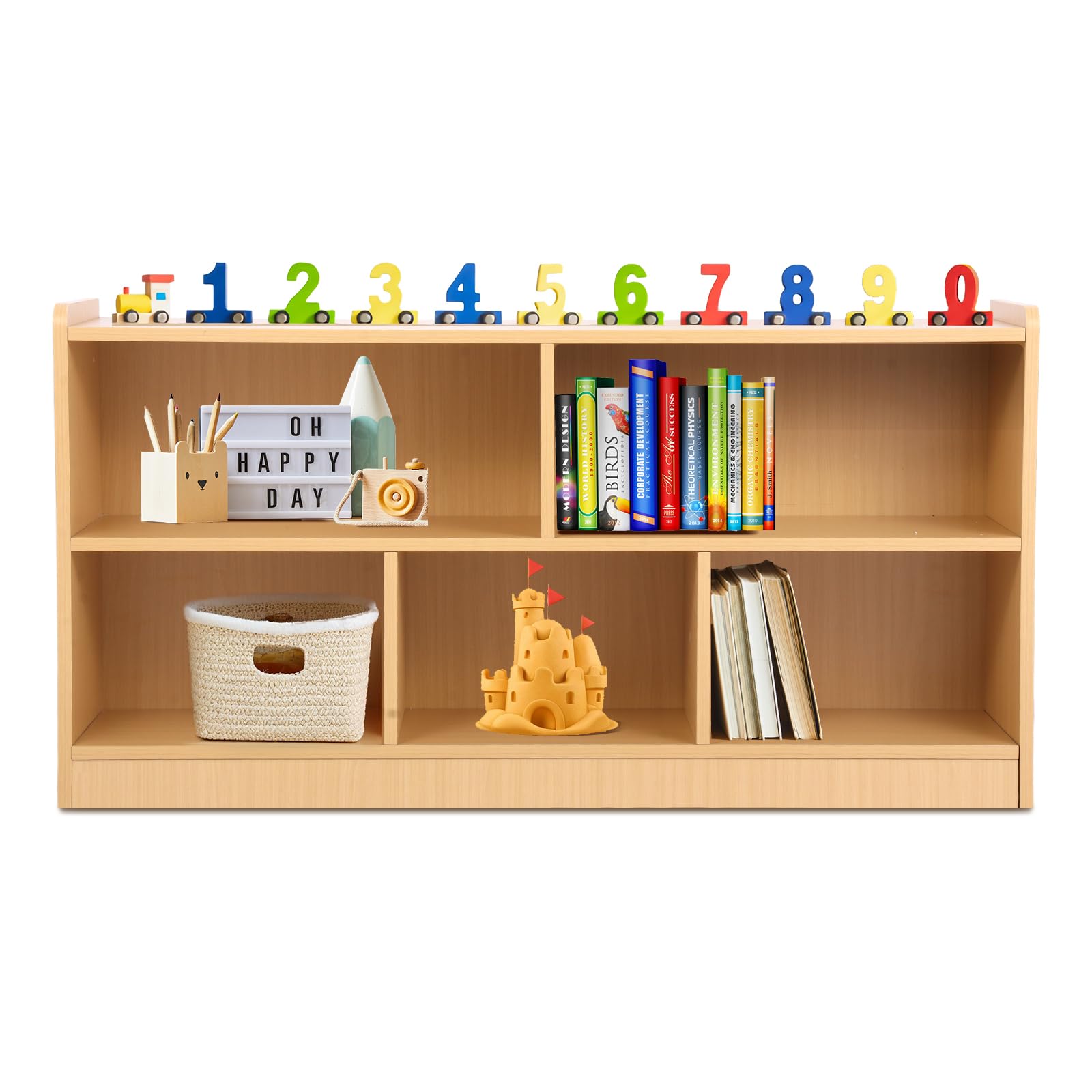Photo 1 of *****PARTS ONLY , HARDWARE INSIDE **** MIXIUJIAJU Five-Compartment Wooden Storage Cabinet, Double-Layer Shelf, Montessori Style Bookshelf,Ideal Choice for Toy Room and Game Room