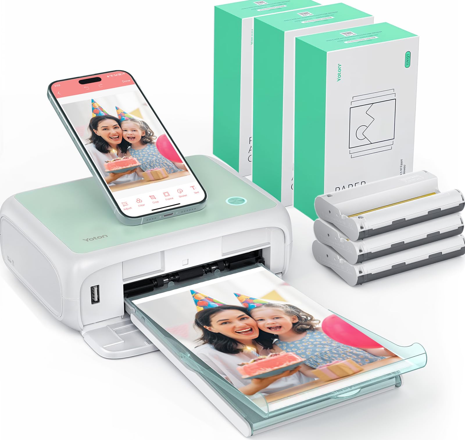 YOTON Fotodrucker für Smartphone, Mobiler Drucker mit 162 Stück Fotopapier (4"x6"), Unterstützt Ausweisfoto, 15s-AR-Videodruck und Wi-Fi-Verbindung,Verfügbar für iOS und Android Phones/Laptops