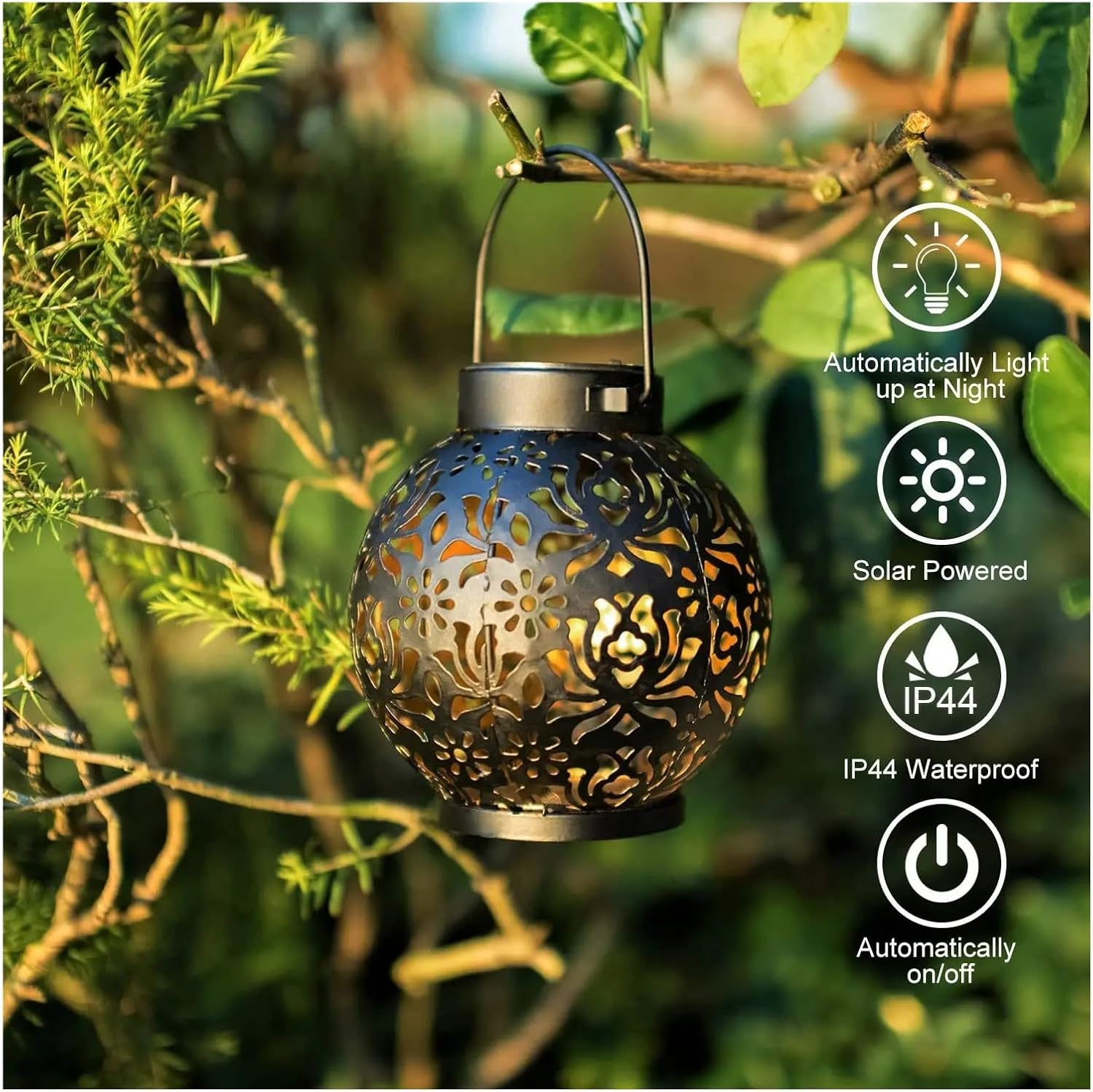 Outdoor Garden Solar Light Iron Art Hanging Hollow Landscape Garden Decoration Projection Light Waterproof