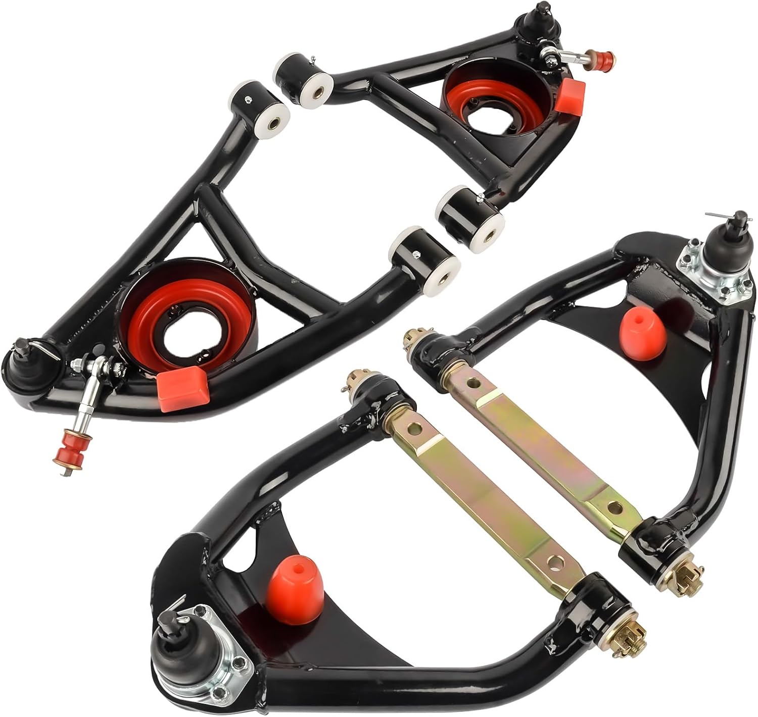 GELUOXI Tubular Upper Lower Control Arms Set Replacement for Chevy Chevelle Monte Carlo Malibu El Camino Lemans GTO Grand Am Buick Skylark Cutlass 1964-1972