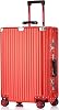 All Aluminium Hard Shell Suitcase Medium Size Travel Suitcase 24 Inch Metal Suitcase Hand Luggage 4 Wheels Lightweight Zipperless Luggage with 2 TSA Combination Locks,red,24 inch Cheked