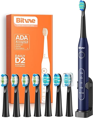 Miniatura 2 de Bitvae Paquete de cepillos de dientes eléctricos ultrasónicos y giratorios para adultos y niños, cepillos de dientes recargables sónicos aceptados