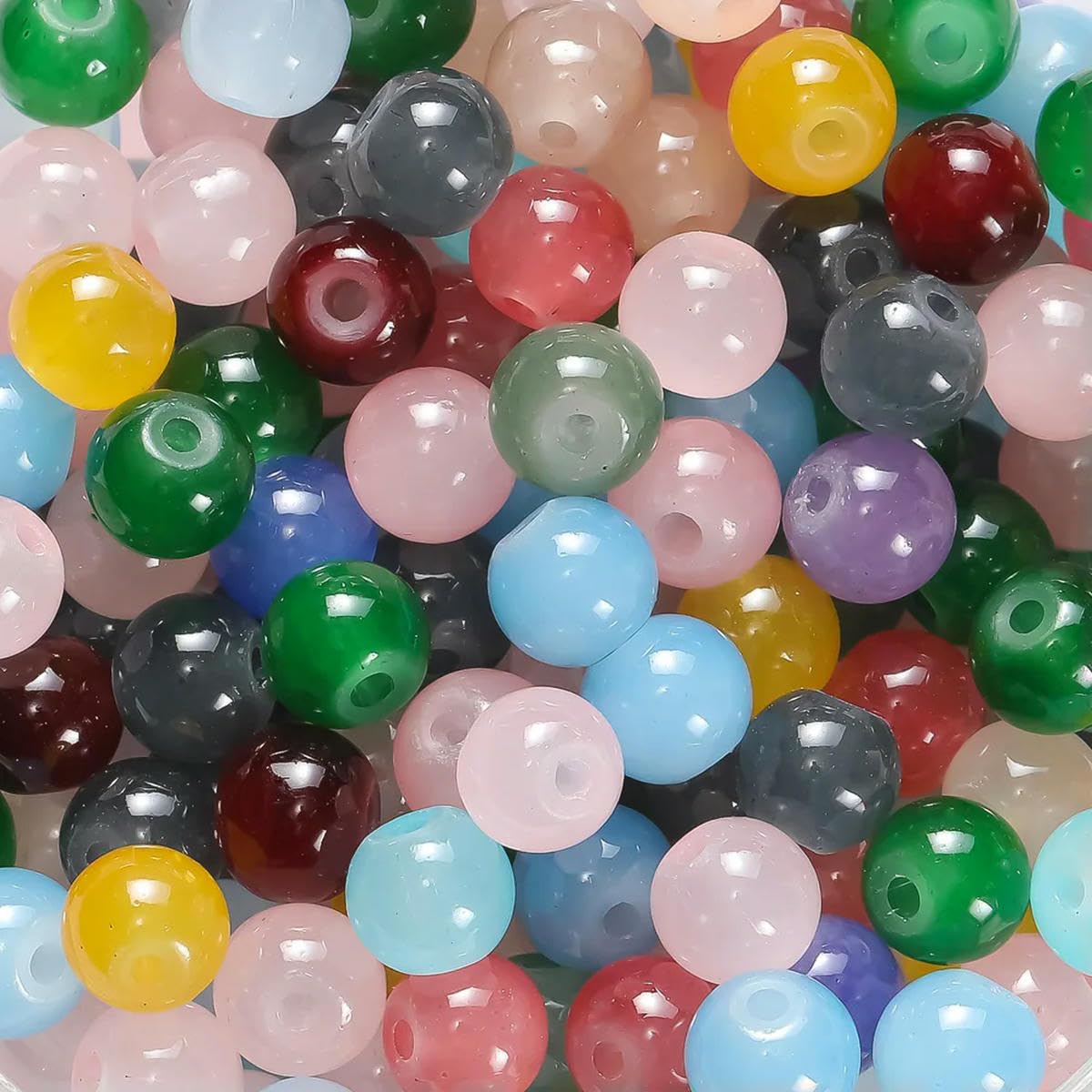 HUIOYG 200pcs/lot 6mm Glass Beads for Jewelry Making DIY Bracelets Keychain Craft