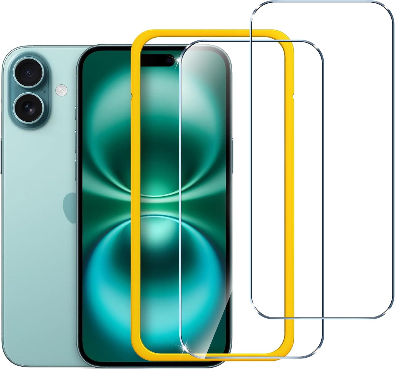 ivoler Tempered Glass for iPhone 16 Plus 6.7 Inch Screen Protector with [Easy Installation Frame] Full-Coverage, 9H Hardness Anti Scratch, Bubble Free, 2-Pack