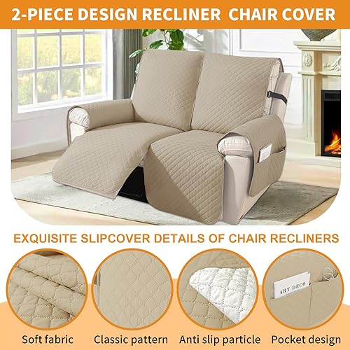 Vista 173 de XINEAGE Funda reclinable resistente al agua, fundas para sofá reclinable de 3 asientos con bolsillos, funda protectora acolchada gruesa para perros