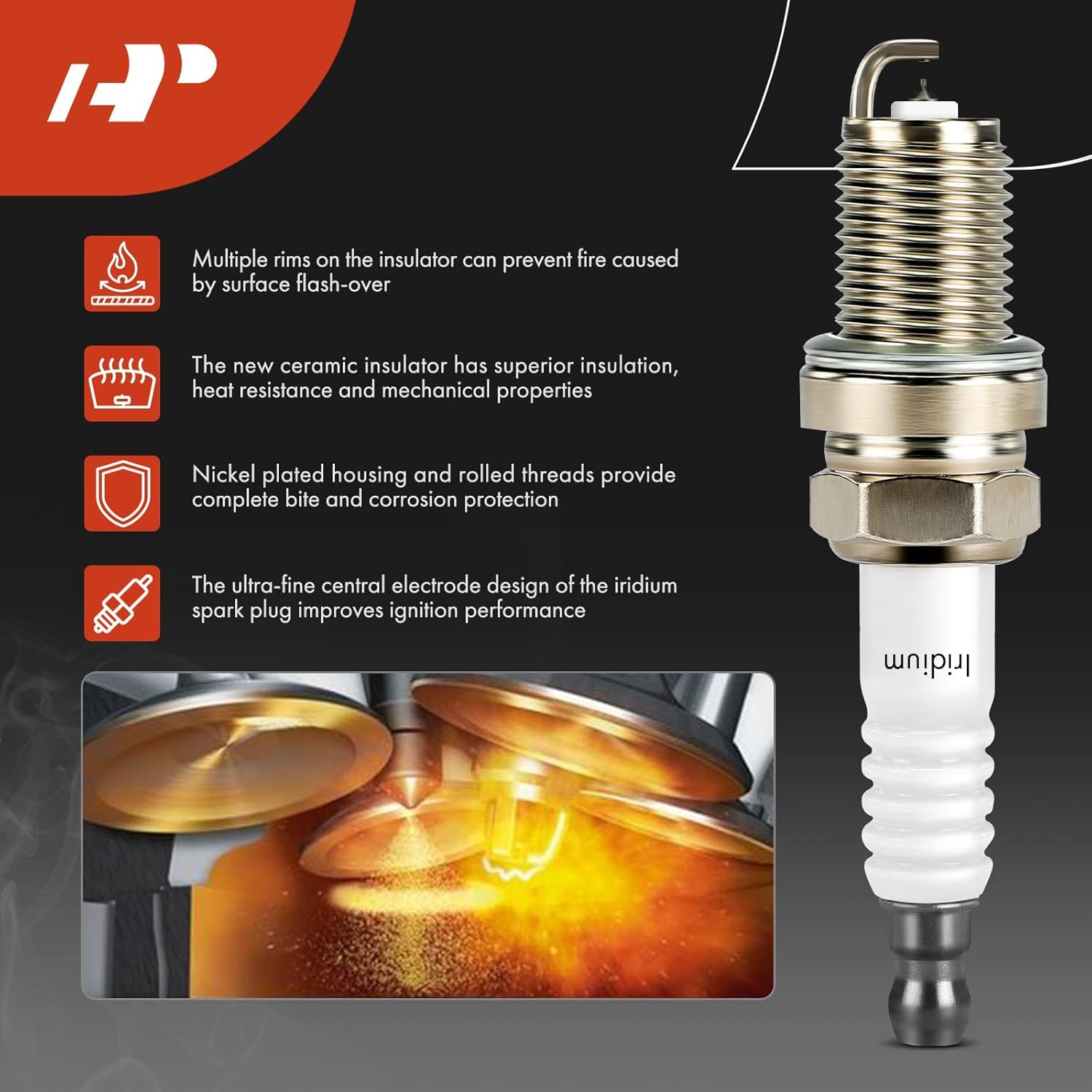 A-Premium 1x Ignition Coil Pack and 4x Iridium Spark Plugs Compatible with Saab 9-3 2000-2002, 9-5 1999-2003, 2.0L 2.3L, Replace# 55559955, 61058535