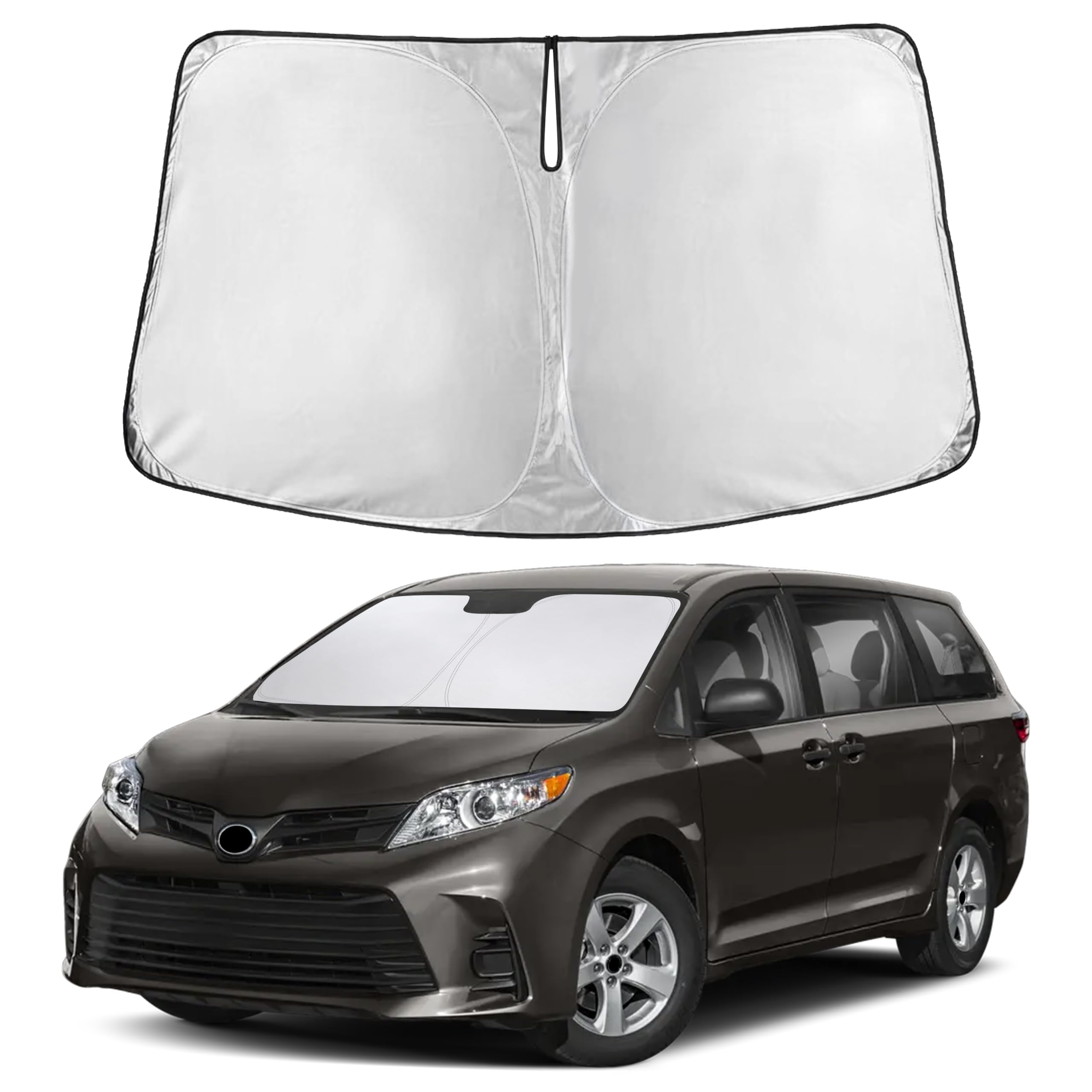 Autovir Windshield Sun Shade Fit for 2011-2018 2019 2020 Toyota Sienna Sunshade, Front Car Window Shades Sun Visor, Blocks UV Rays & Heat, Car Accessories Fit for Toyota Sienna 2011-2020