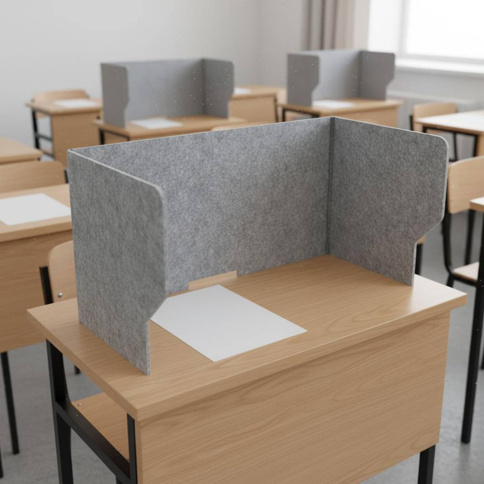 Gralara Pannello Fonoassorbente da Scrivania Leggero Pannello Divisorio da Tavolo Parasole Barriera Scrivania Pieghevole per Impiegati, Ufficio, 80CM, 3 Lati+4 Clip