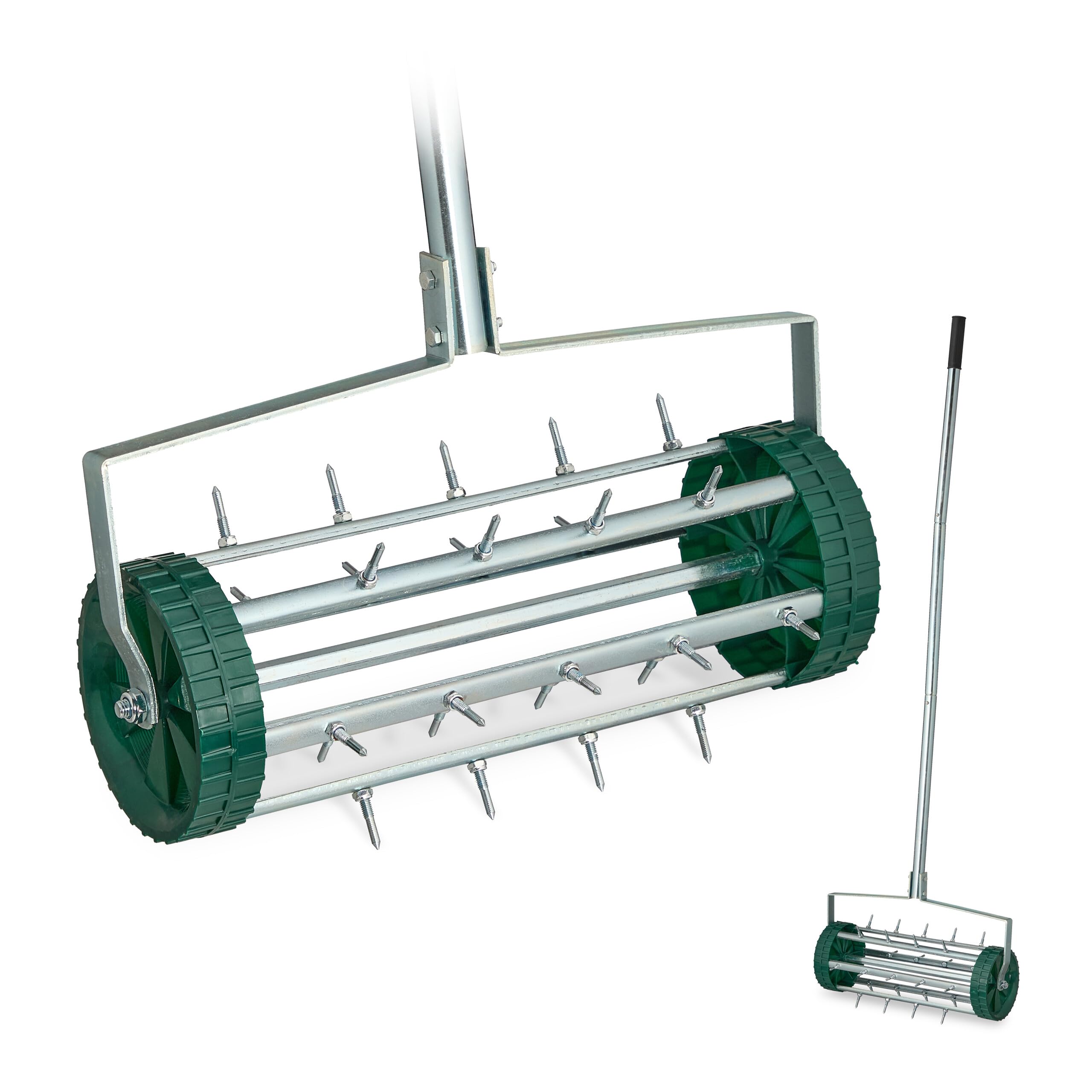 HENYEER Beluchter voor gazon, roltype gazonbeluchter, handmatige gazonrol met handvat & 5cm spijkers & spatbescherming, rollende handverticuteermachine voor tuinen en gazons in de tuin