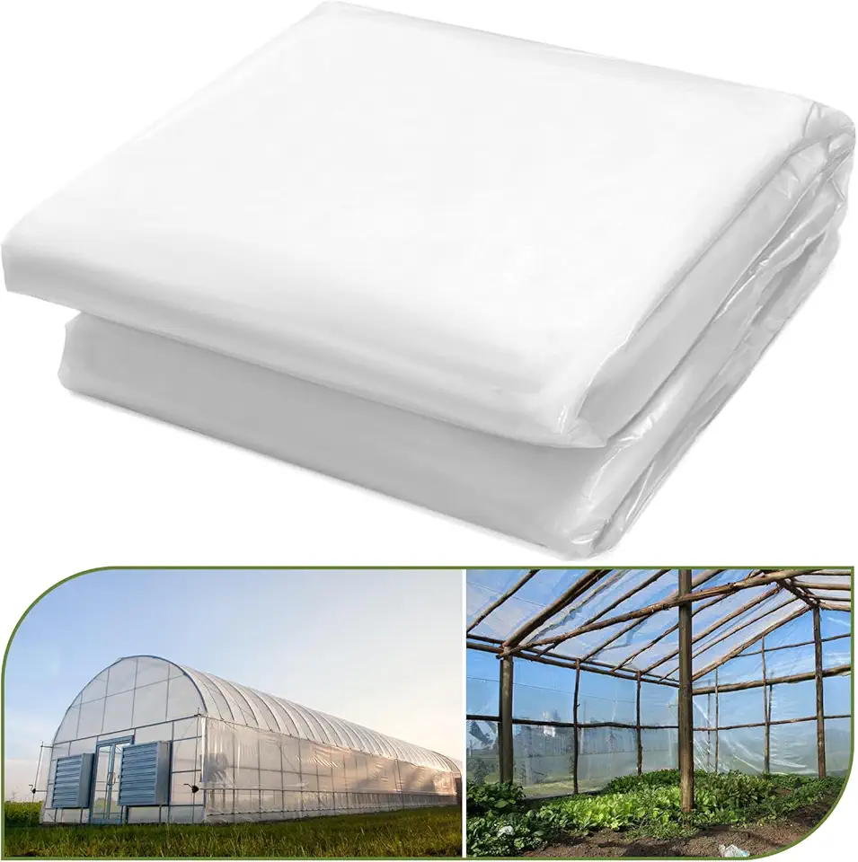 Cobertura de plástico para estufa, película de estufa transparente de 24 x 25 pés 6 mil, cobertura de plástico espessada resistente a UV para serviço pesado, cobertura de plástico p