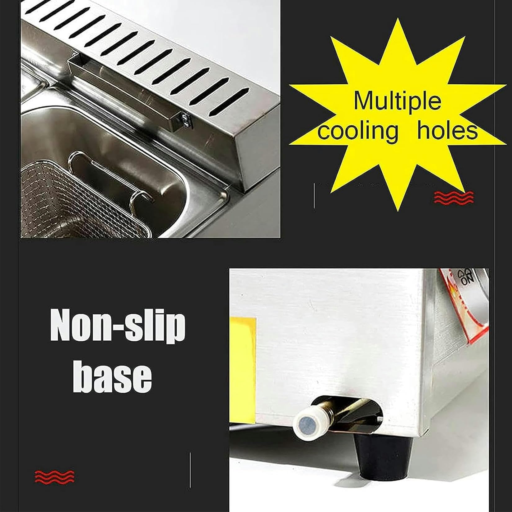 Friggitrice Professionale A Gas da 10 Litri, Regolazione Manuale della Temperatura, in Acciaio Inox, A Infrarossi, con Cestello Rimovibile, per Patatine Fritte