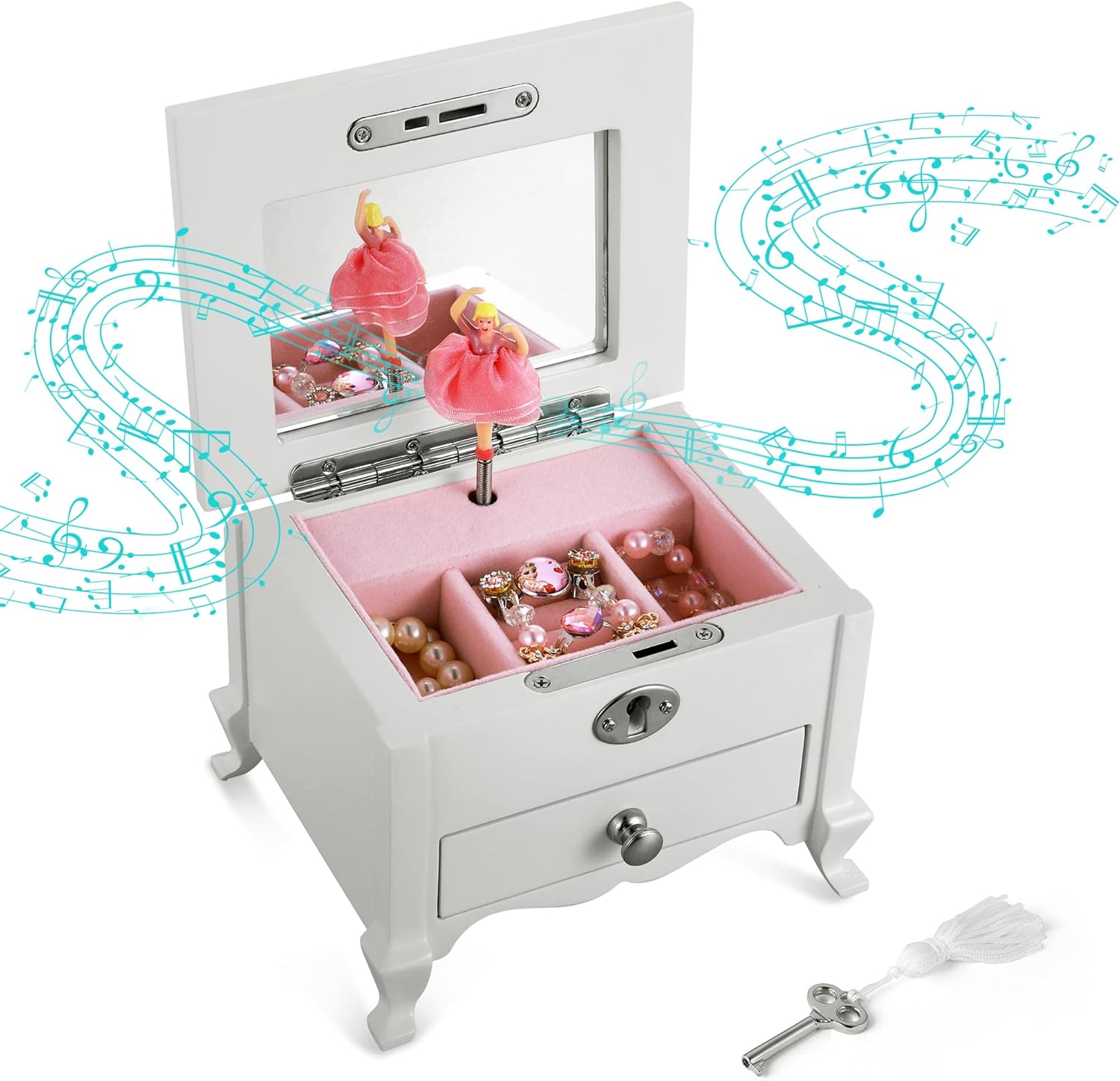 Jozen Gift Small Ballerina Musical Jewelry Box with Mirror