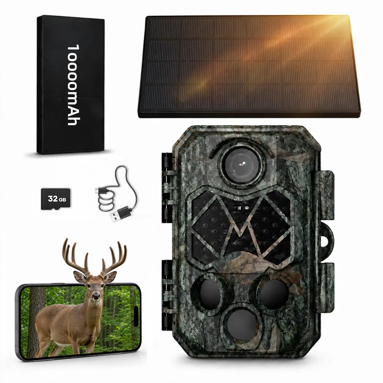 WiFi Trail Camera, 4K 64MP Solar Trail Camera with 10000mAh Rechargeable Battery Pack, IP66 Waterproof 120° Detection Angle 0.2s Trigger 940nm No Glow LED Wildlife-image-42