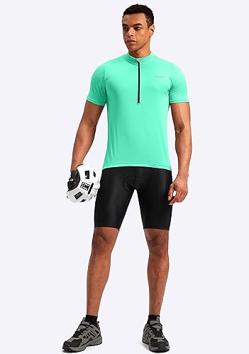 Miniatura 6 de Bikewa Maillot de ciclismo para hombre que absorbe la humedad, manga corta, UPF media cremallera, ciclismo, ciclismo de carretera, camisas para