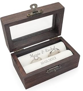 Personalised Wedding Ring Box,Ring Bearer Pillows, Engagement Ring Box,Ring Box Wedding Ceremony,Customize The Name and Date
