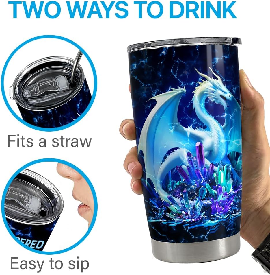 SANDJEST Dragon Tumbler 20oz Stainless Steel Insulated Coffee Travel Mug Cup for Women Mom Wife Dragon Gifts for Birthday Christmas Mother Day - Image 7