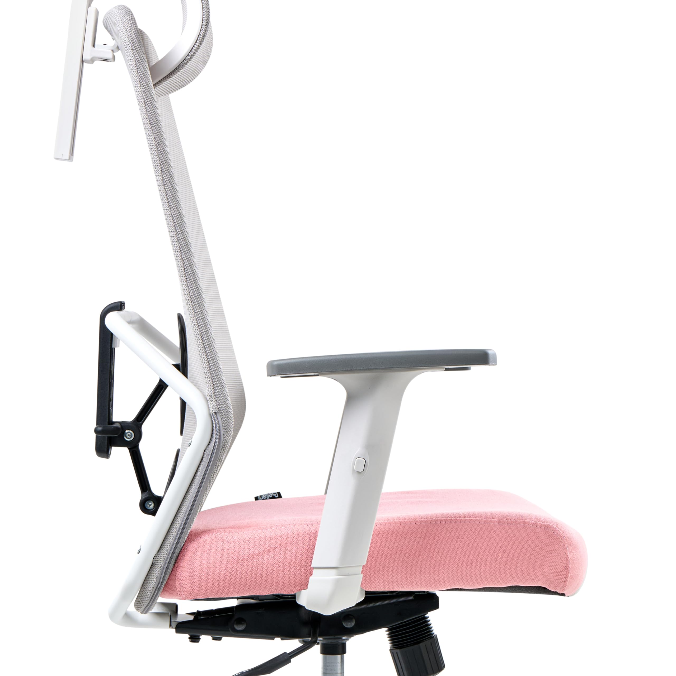 Beliani Silla de Oficina Multifuncional tapicería de Malla reposabrazos y reposacabezas Ajustables Ajuste de la Altura del Asiento Base giratoria inclinación del Respaldo Gris y Rosa Oryn