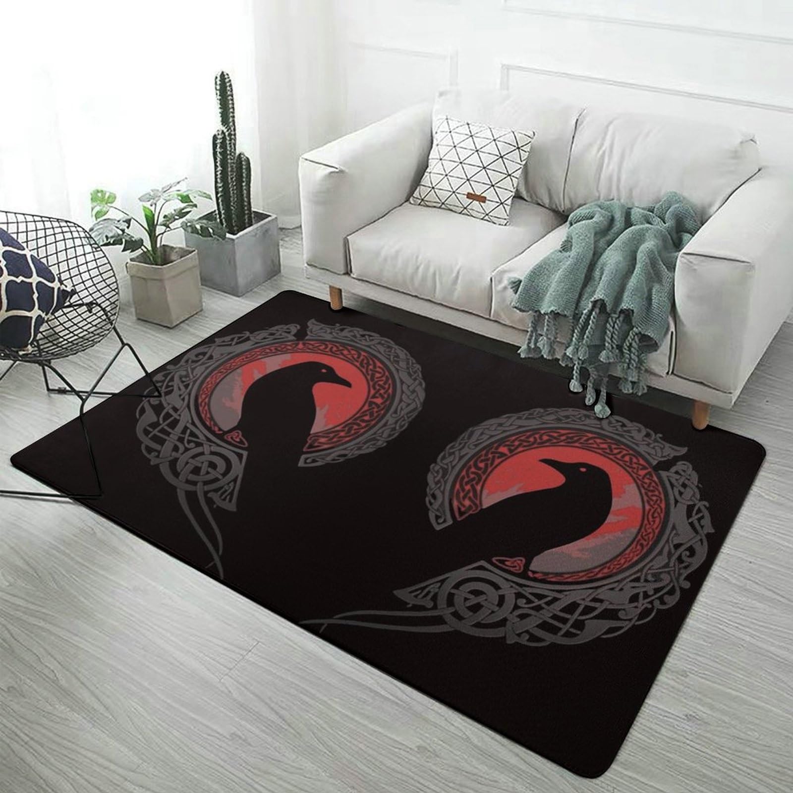 Tapis Corbeau Viking tapis de sol doux antidérapant et durable style nordique