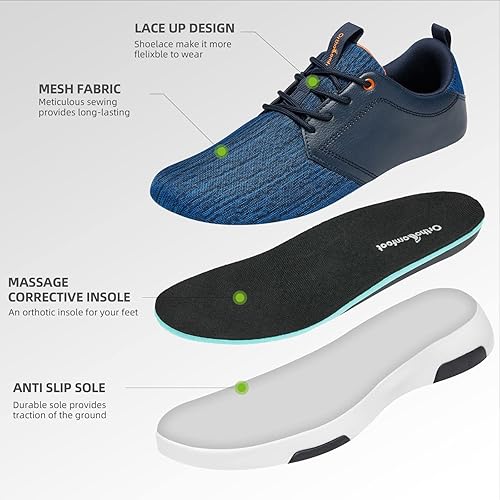 Miniatura 5 de OrthoComfoot Tenis ortopédicos de moda para hombre, cómodos zapatos para caminar para fascitis plantar, soporte de arco de cuero con diseño de