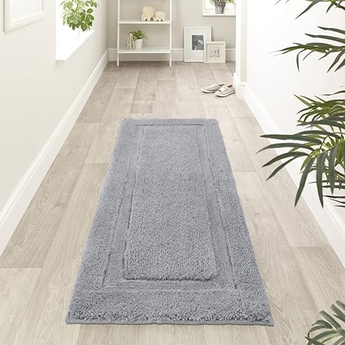 Miniatura 2 de SHACOS Alfombra de baño súper suave de 20 x 47 pulgadas de largo, antideslizante, alfombra de baño de microfibra lanuda para el suelo del baño,
