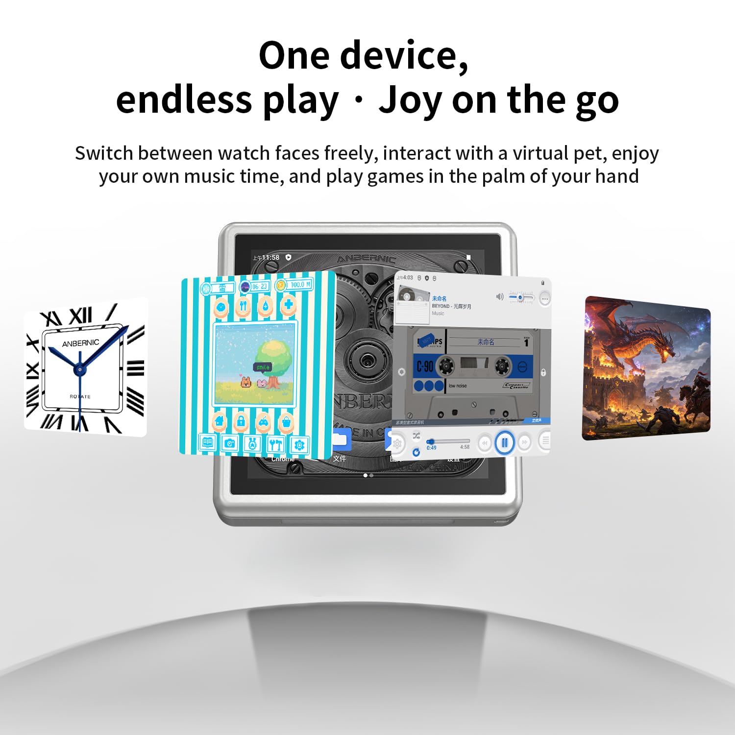 RG Rotate Retro Handheld Game Console, 3,5-Zoll-Schwenkdisplay Android-Portabel Player, Unisoc T618-Chip 3 GB + 32 GB, 2000 mAh-Batterie, Aluminiumlegierung Gehäuse