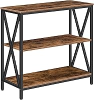 MAHANCRIS Industrial 3-Tier Sofa Console Table, Narrow Entryway Side Table Open Shelves, Rustic Brown CTHR8001Z Easy Assembly