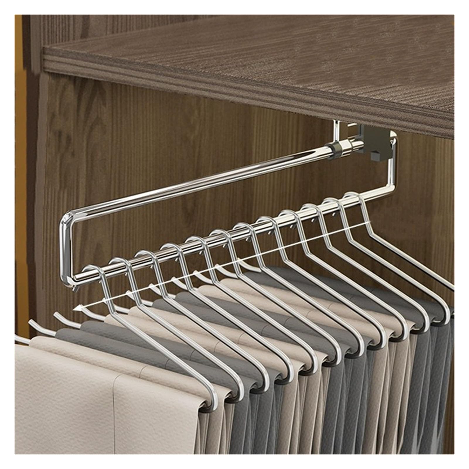 Barre de penderie coulissante réglable pour vêtements, Gain de Place et Rangement Maximal (350 mm)