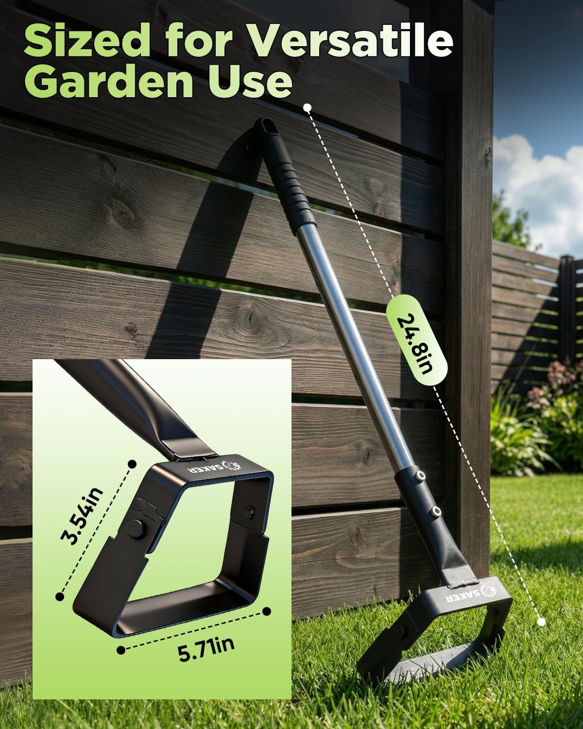 Saker Mini Hand Stirrup Hoe for Precision Weeding, Garden Hula Hoe Tool with Hollow Trapezoid Blade for Raised Beds, Greenhouse & Small Spaces