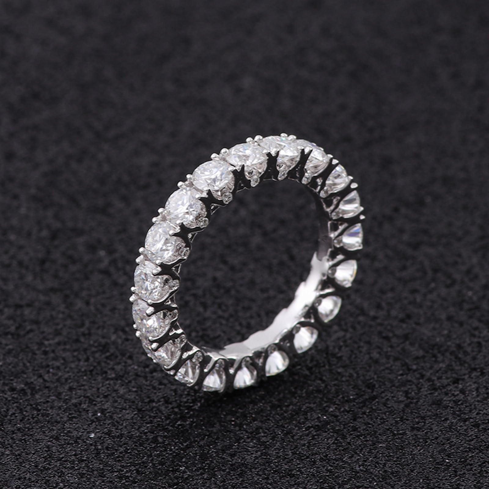 Juego de anillos vintage, anillos de boda de lujo con moissanite redondo para mujer