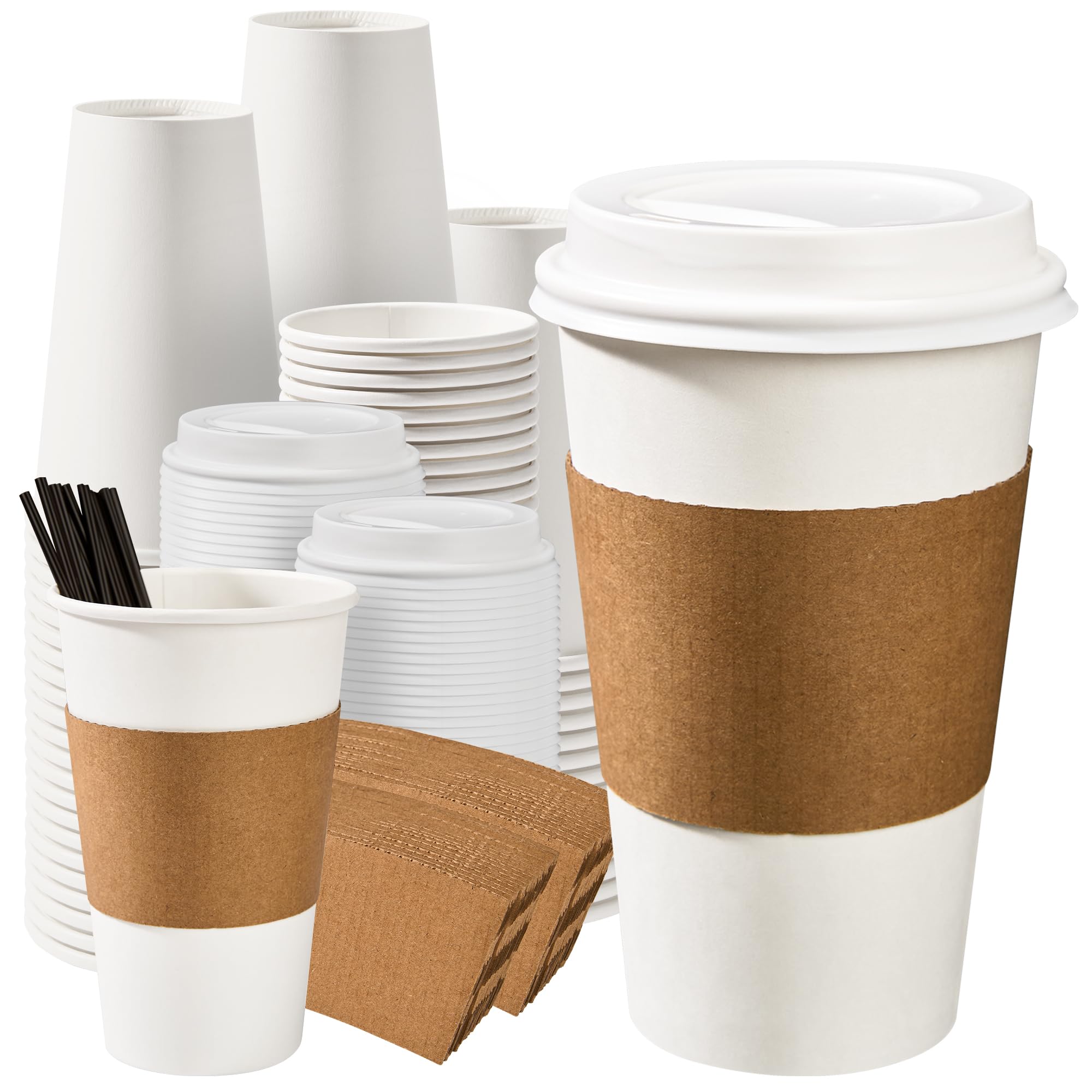 RACETOP 12 oz Paper Coffee Cups with Lids & Sleeves, 100 Pack — Amazon image 16
