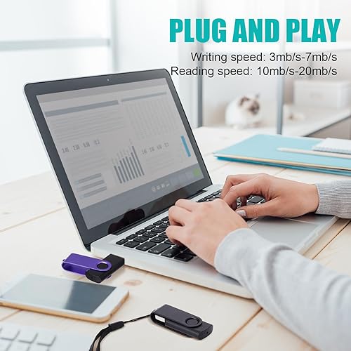 Miniatura 4 de Geiserailie Paquete de 50 unidades flash USB de 4 GB a granel con 50 cuerdas, USB 2.0, memoria giratoria portátil, lápiz de memoria, memoria USB con