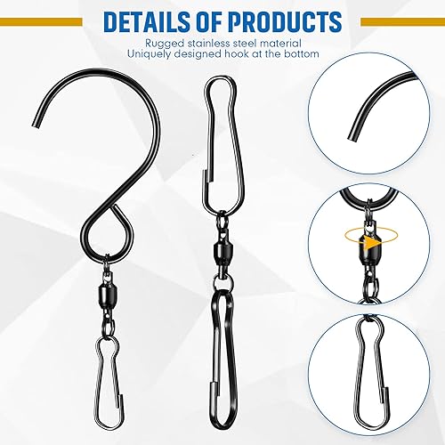 Miniatura 3 de Jetec 20 ganchos giratorios giratorios de viento de 360 grados, doble hilado, suministros de campanilla, ganchos giratorios para colgar con caja de