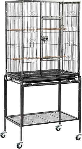 VINGLI 53-inch Large Bird Cage with Rolling Stand, Durable Wrought