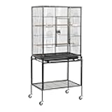 VINGLI 53-inch Large Bird Cage with Rolling Stand, Durable Wrought Iron Parakeet Cage with Slide Out Tray, Black Bird Cages for Parakeets/Lovebird/Cockatiels/Budgies and Other Small/Medium Birds