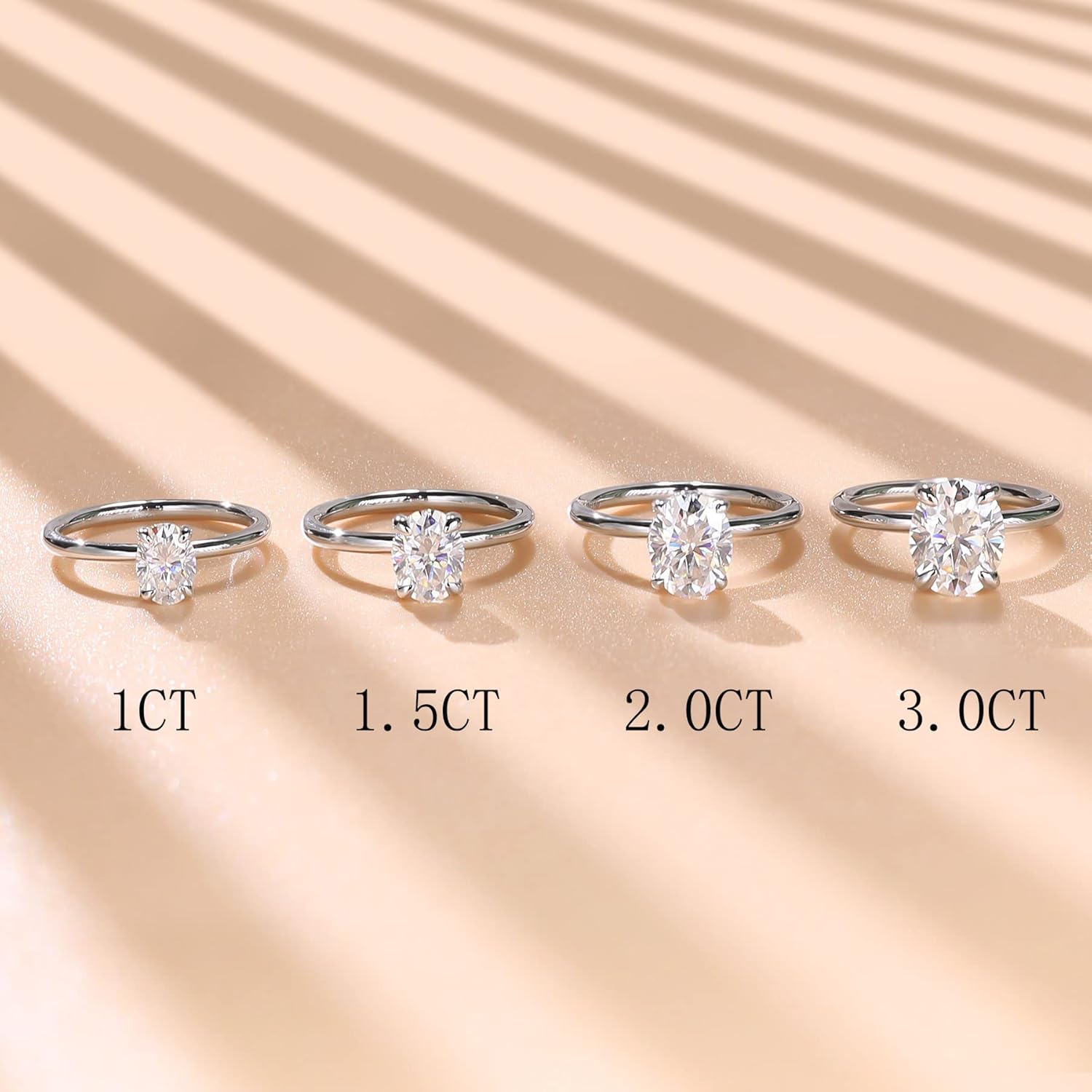 getlove 1.5/2/3CT Oval Cut Moissanite Engagement Ring 18K White Gold Plated 925 Sterling Silver D-Color VVS1 Solitaire with Hidden Halo Wedding Ring for Her Promise Ring for Women - Image 8