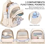 Girls Backpack for School Teen: 15.6 Inch Cute Bookbag for College Student | Middle High School Laptop Backpacks, Lightweight Casual Daypack, Travel Back Pack for Women,Beige