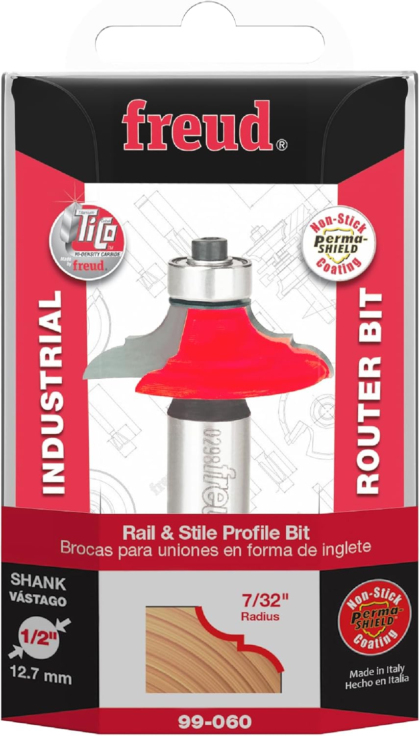 Freud 99-060: 1-1/2" (dia.) Rail & Stile Profile Bit with 1/2" shank, 7/16" carbide height