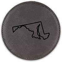 Vista 6 de Maryland Outline Drink Coaster Leatherette Round Coasters MD - Pink - One Coaster