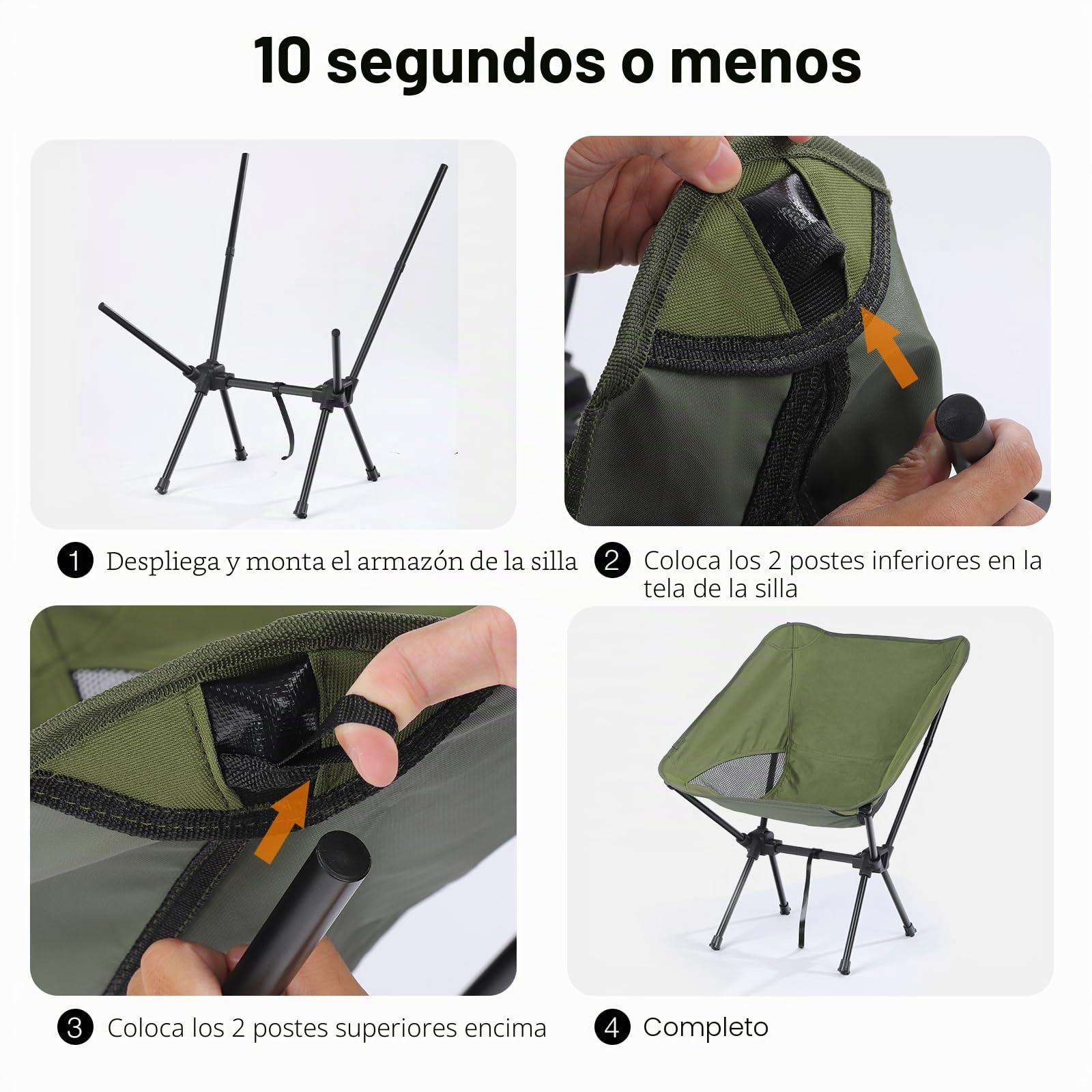 Silla Camping Ultraligera, Silla Plegable Camping Pequeña, Sillas de Playa Plegables Portátil Resistentes para Exterior Pesca Acampada, Verde