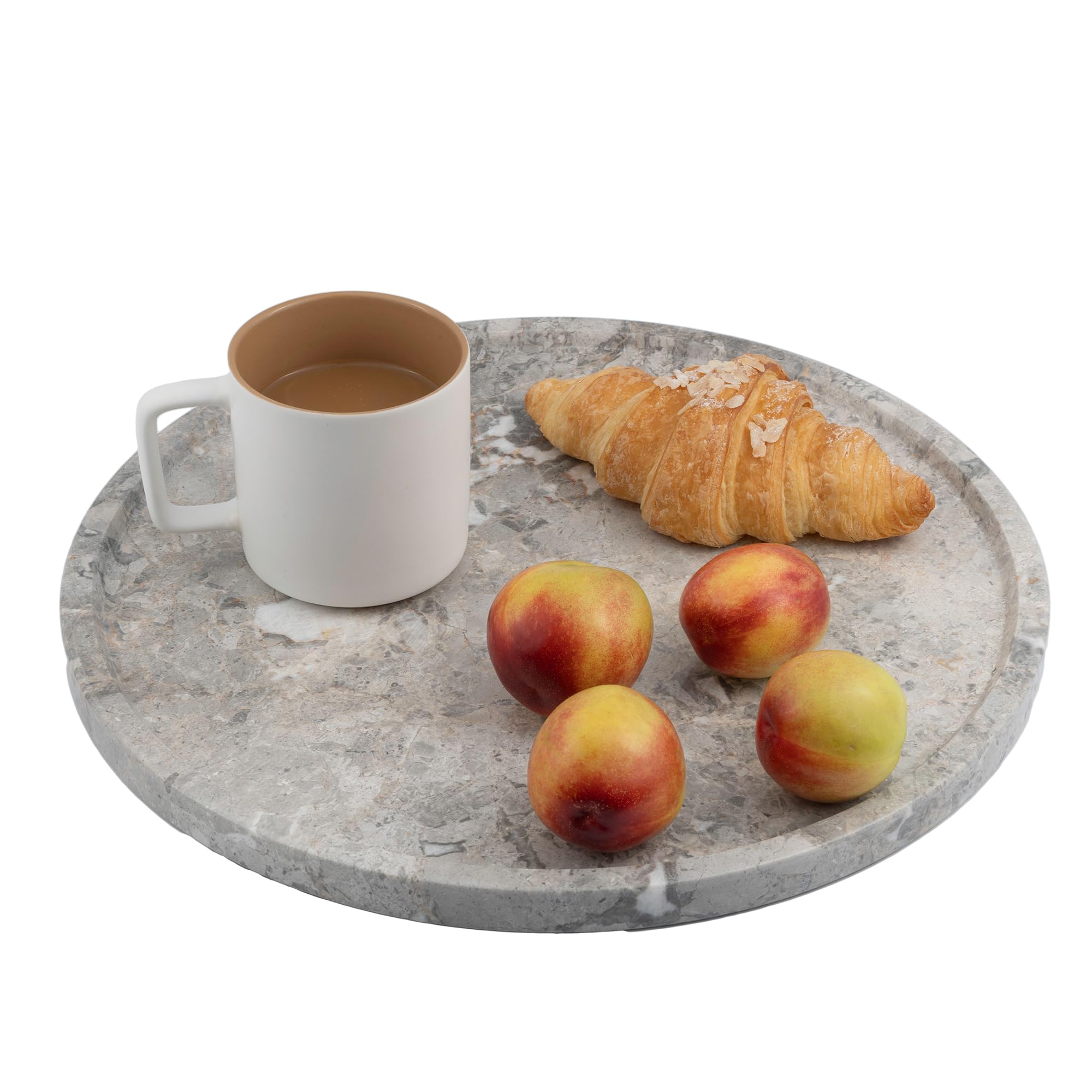 MIDUSO Large Real Marble Vanity Tray, 14x14x0.8 in, Marble Trays for Decor/Kitchen Counter/Bathroom Countertop/Coffee Table Vanity Tray, Gray