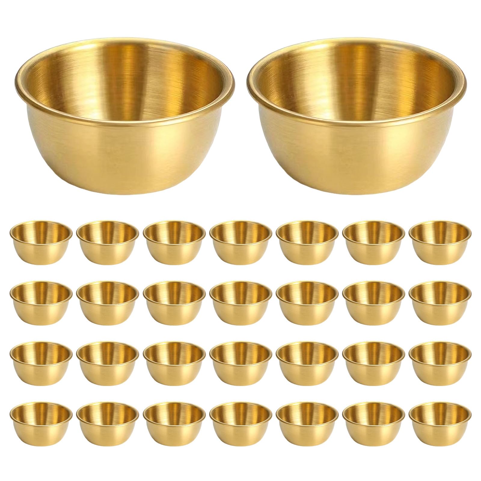 30 szt. mini misek do sosów, złote, 2,1 l oz/60 ml, 2,4 cala zestaw przypraw ze stali nierdzewnej, miski do maczania, możliwość układania w stos do kuchni i restauracji