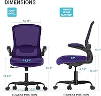 Vista 2 de Silla de oficina Mimoglad, silla de escritorio ergonómica con soporte lumbar ajustable, silla de computadora de malla de respaldo alto