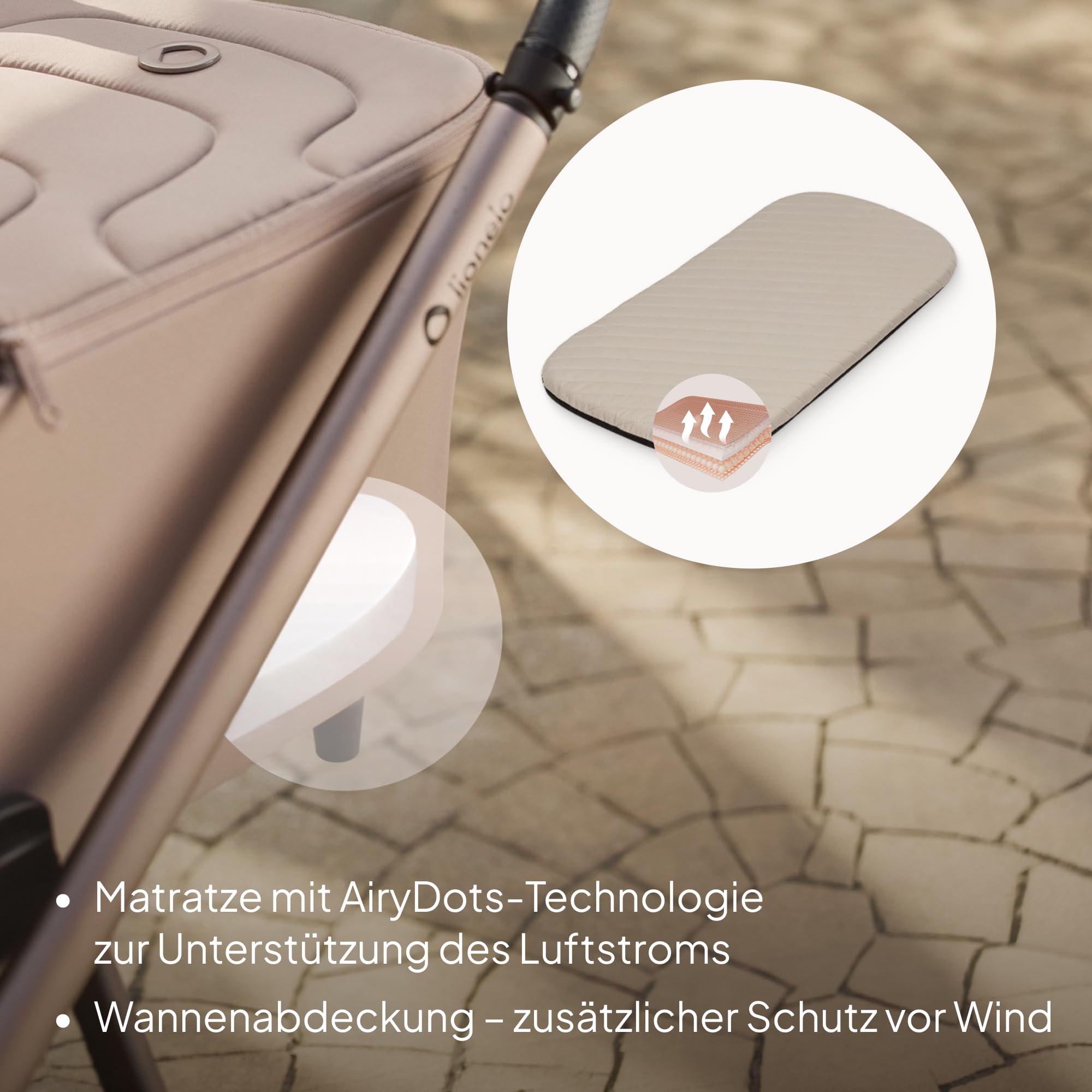 LIONELO Carmine 3 in 1 Kinderwagen Reisesysteme Set ADAC-Babyschale Babywanne Buggy GravelTech Räder Federung UPF50+