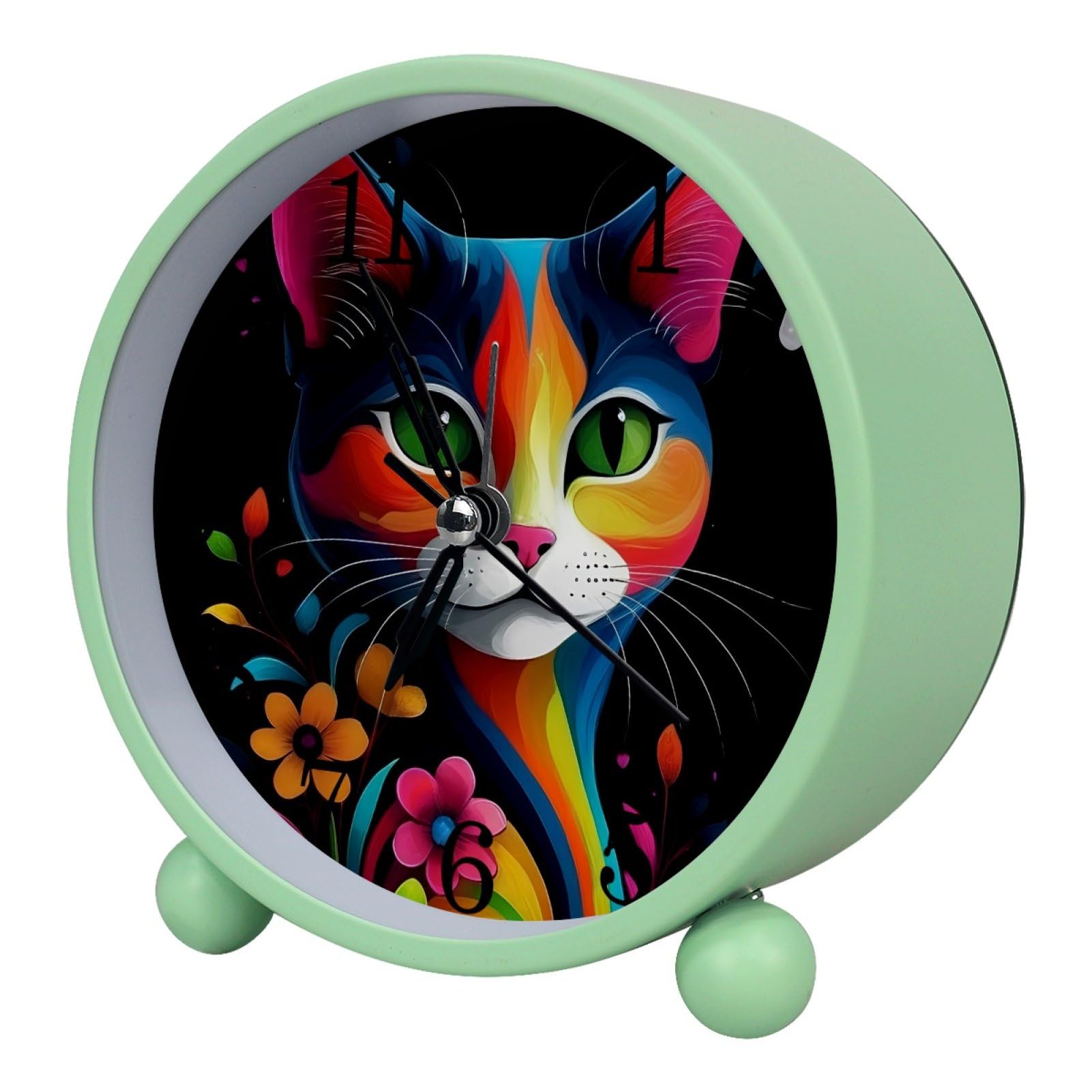 etoenbrc Watercolor Butterfly Silent Analog Alarm Clock Small Battery Operated Clock Slient Plastic Table Clock for Living Room Bedroom Color35