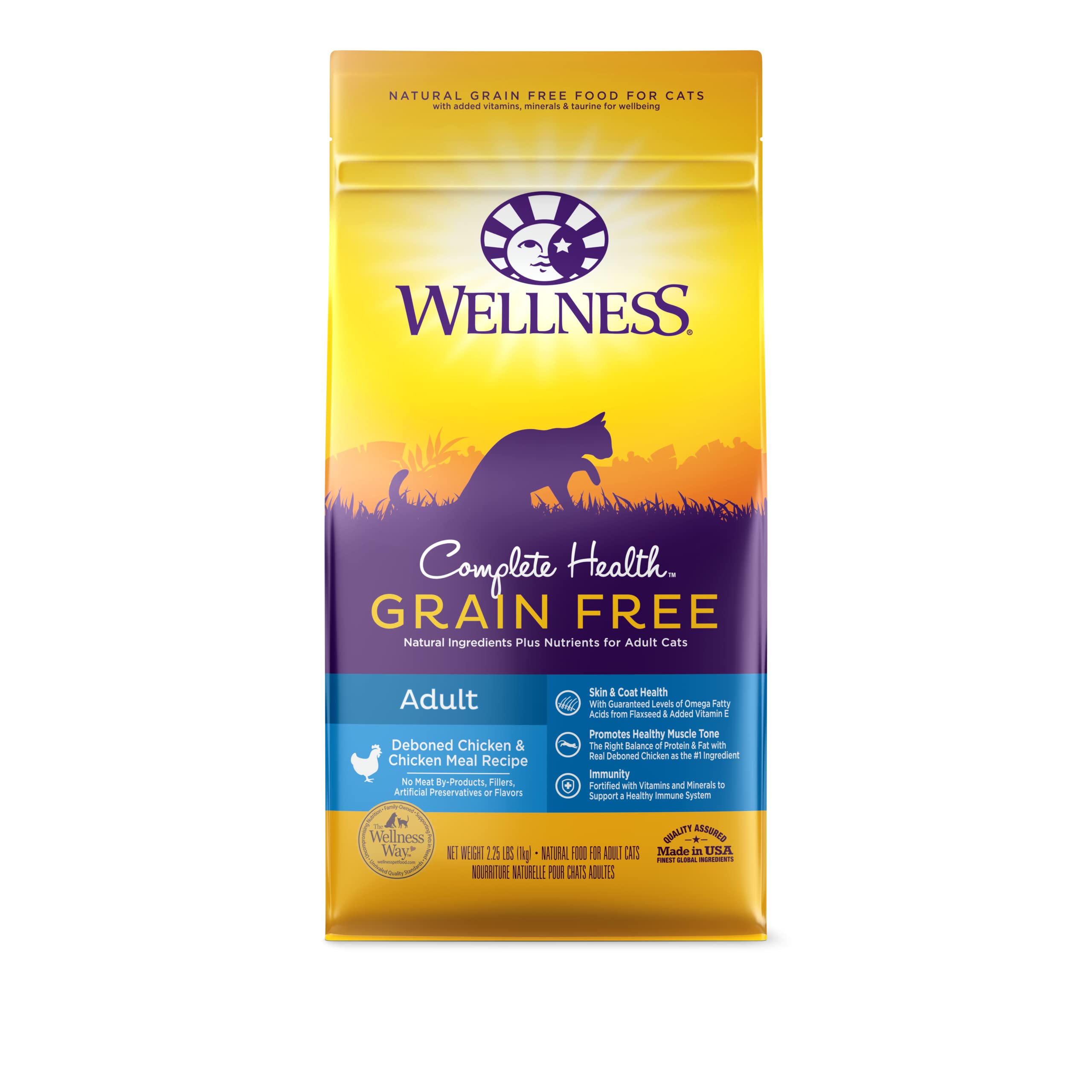 Wellness Complete Health Natural Grain Free Deboned Chicken & Chicken Meal Dry Cat Food, 2.25 Pound Bag, 9200